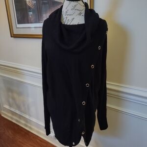 NWT Birch NY Black Cowl Neck Sweater Black w/Gold Accents Style Oversized XL